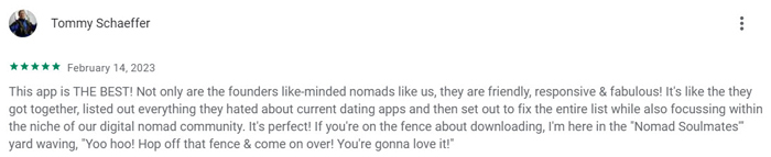 5-star Nomad Soulmates review on Google Play