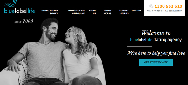 Blue Label Life matchmaking website homepage