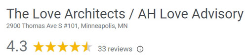 4.3 star Google rating for AH Love Advisory