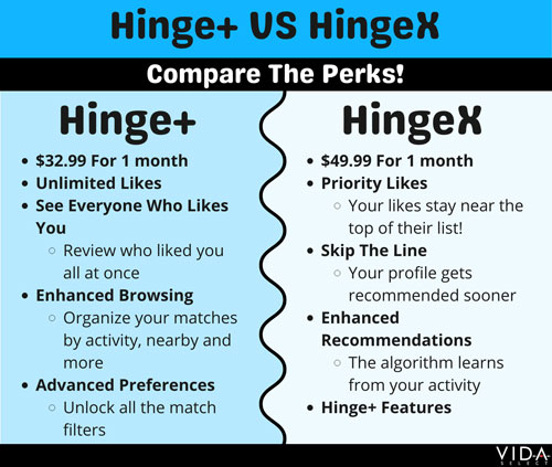 Hinge+ vs HingeX features comparison