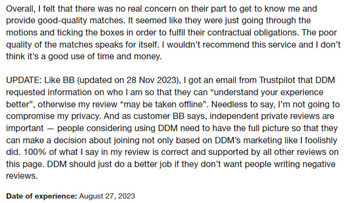 Continuation of 1-star Trustpilot review for Drawing Down The Moon