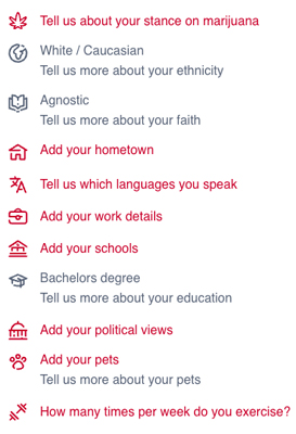 Profile details on OurTime