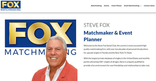Steve Fox Matchmaking website homepage