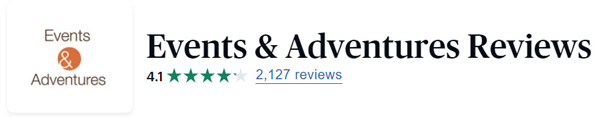 4.1 star rating on Consumer Affairs for Events & Adventures