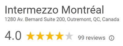 Intermezzo Montreal google rating of 4.0