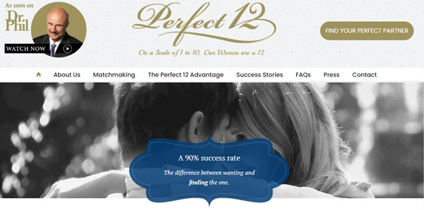 Perfect 12 matchmaking service homepage