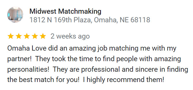 5-star Midwest Matchmaking review on Google