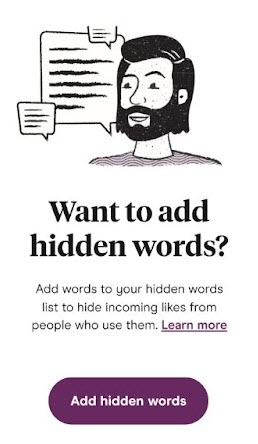 Hinge Hidden Words pop-up notification